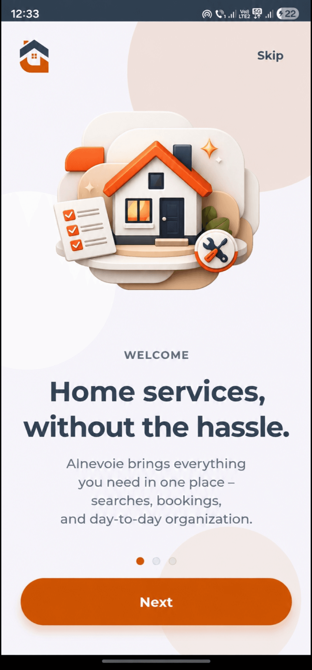 First onboarding screen