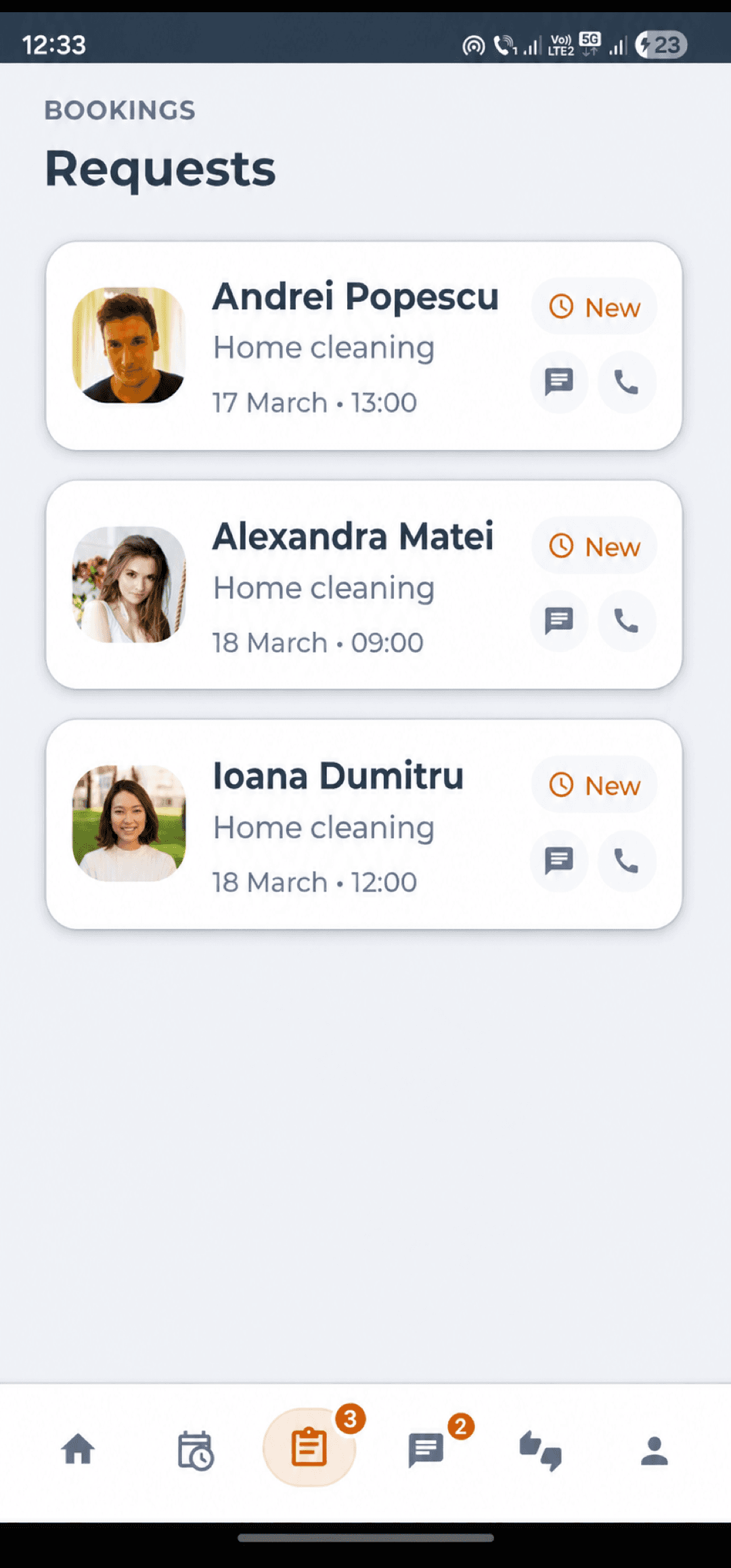 Service providers in Oradea — new requests in the app