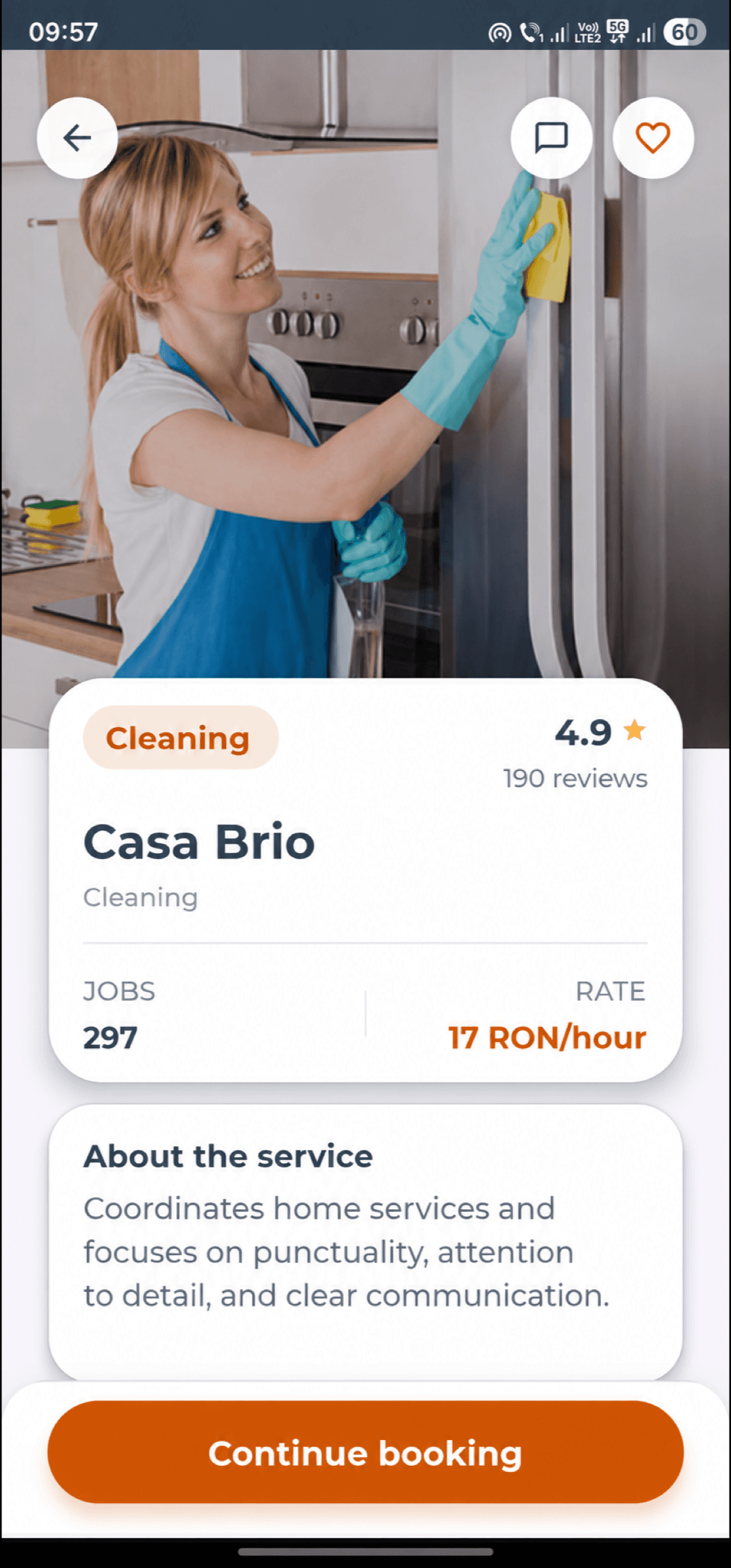 Customer view: provider profile and booking