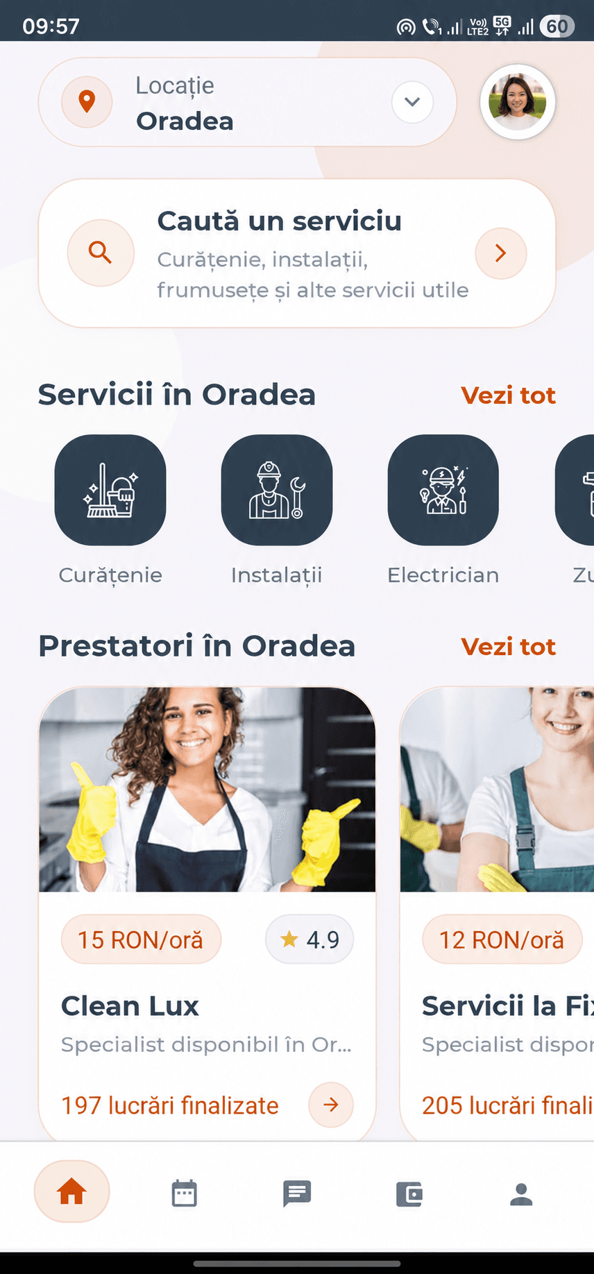 Ecranul principal al aplicației Ainevoie